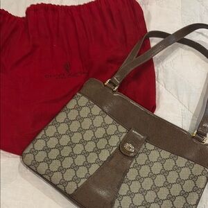 Gucci Brown and Tan Shoulder Bag with Classic Design